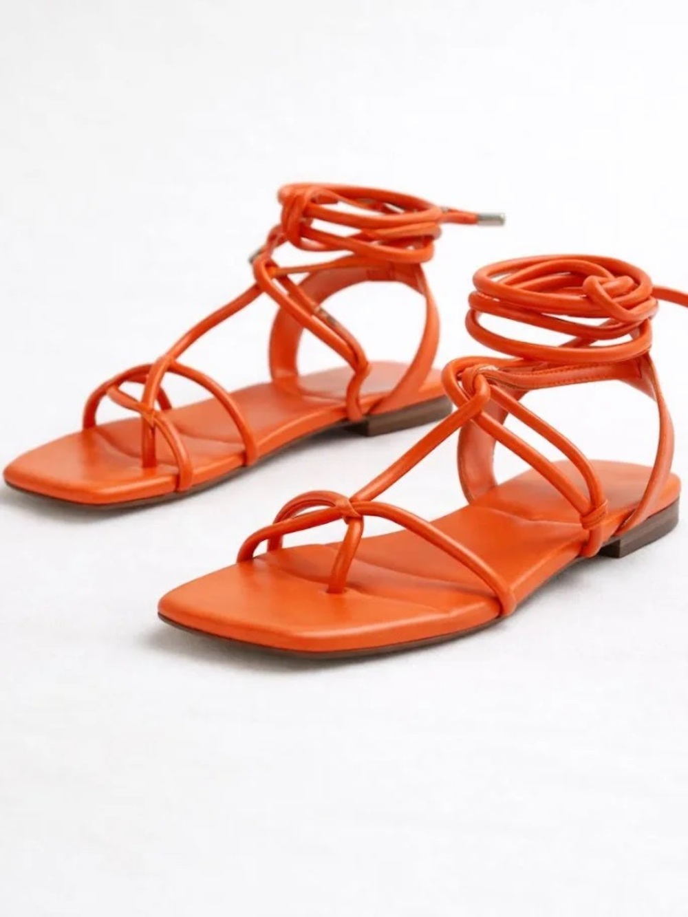 NWT Vince Camuto Alminda Flat Lace-Up Sandal Sunset Orange Size 9